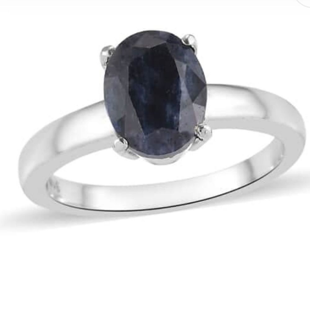 Midnight Sapphire Solitare Ring
